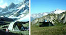 1) Erste mehrt&auml;gige Zeltwanderung Oberalp-Maighels-Gotthard-Lucendro-Winterhorn-Andermatt 10.-14.7.1990 / Biwakplatz Wildenmattensee (links) und Passo d'Orsina (rechts)           