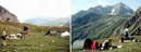 10) Zeltwanderung Binn-Albrunpass-Passo Nefelgiu-Griespass-All'Acqua, 1.-4.8.1993 / links Biwakplatz am Passo Nefelgiu, rechts Biwakplatz am Griespass.       