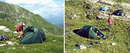 21) Zeltwanderung Andermatt-Oberalp-Bornengo-Gotthard-Andermatt 11.-14.7.2003 / Biwakplatz Oberalp/Hinterfelli (links) und Pian Bornengo (rechts)             